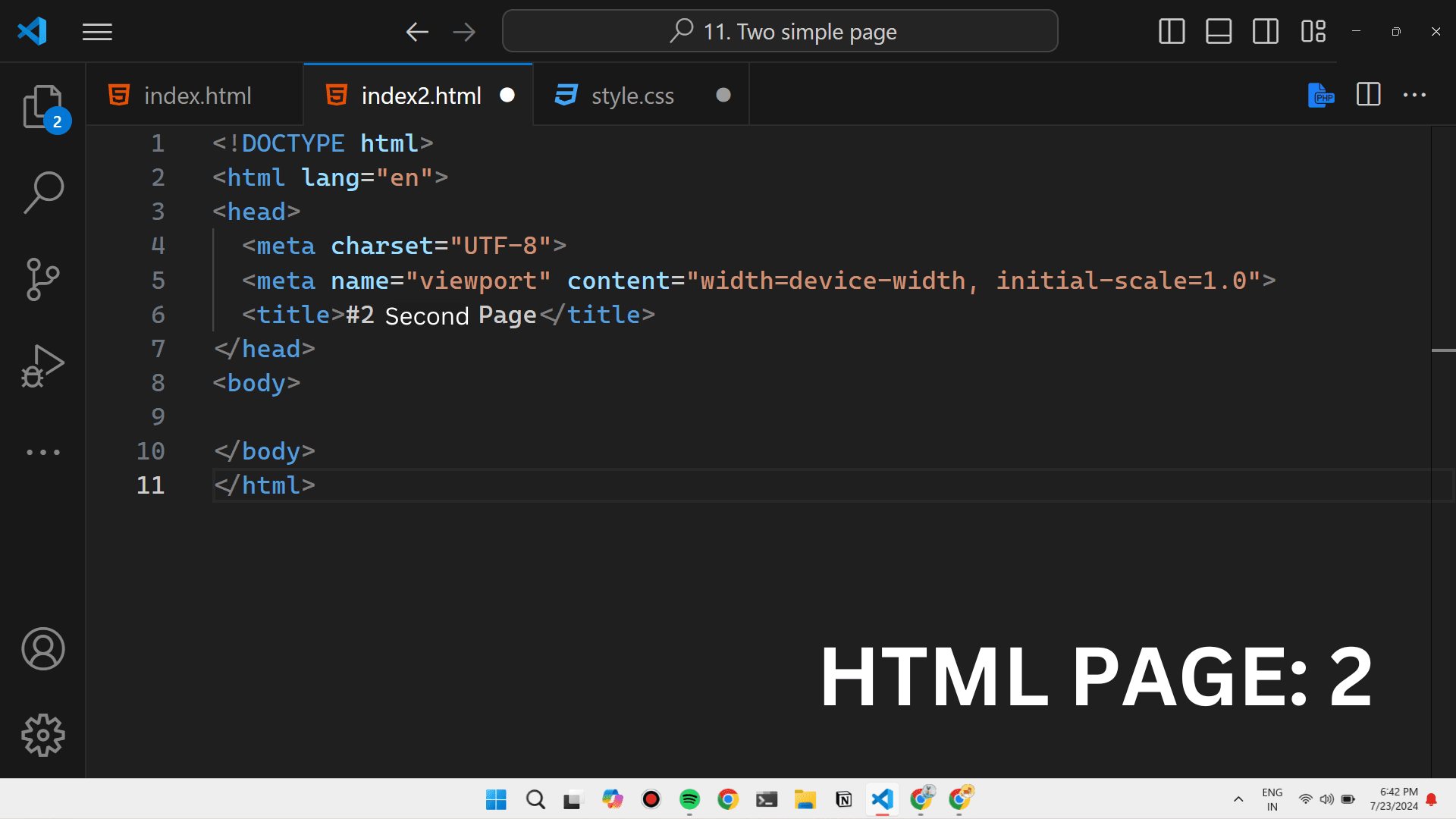 Second HTML Page